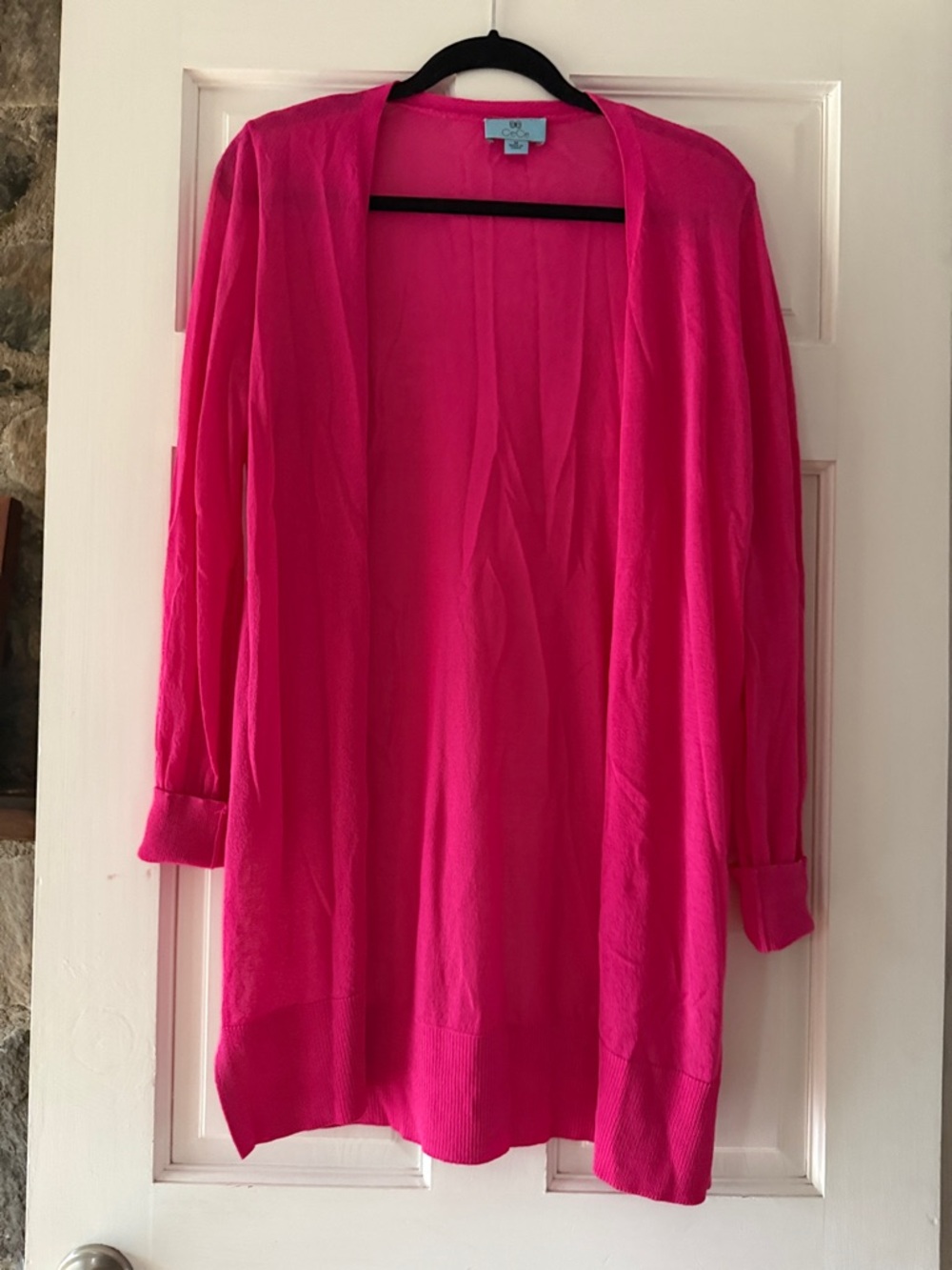 CeCe Vibrant Hot Pink Open-Front Cardigan